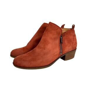 Lucky Brand Basel Leather Ankle Booties Burnt Orange Rust Size 9M / 40